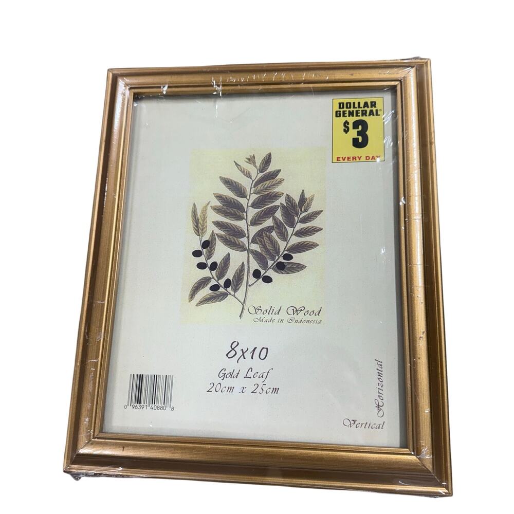 NEW SEALED Vintage Gold Solid Wood Picture Frame 8x10 Standing Hanging Decor